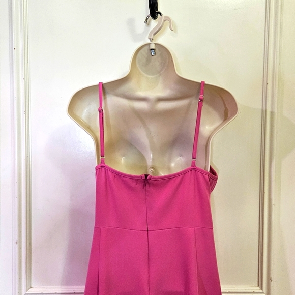 CMZ2005 Hot Pink Faux Wrap Strappy Sleeveless High/Low Cocktail Dress,Size 12-14 - Picture 6 of 14